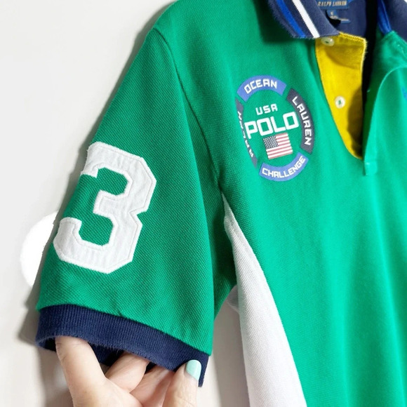 Polo Ralph Lauren Ocean Challenge Polo Big Pony Kids Medium 10-12 Green Blue - Picture 4 of 8